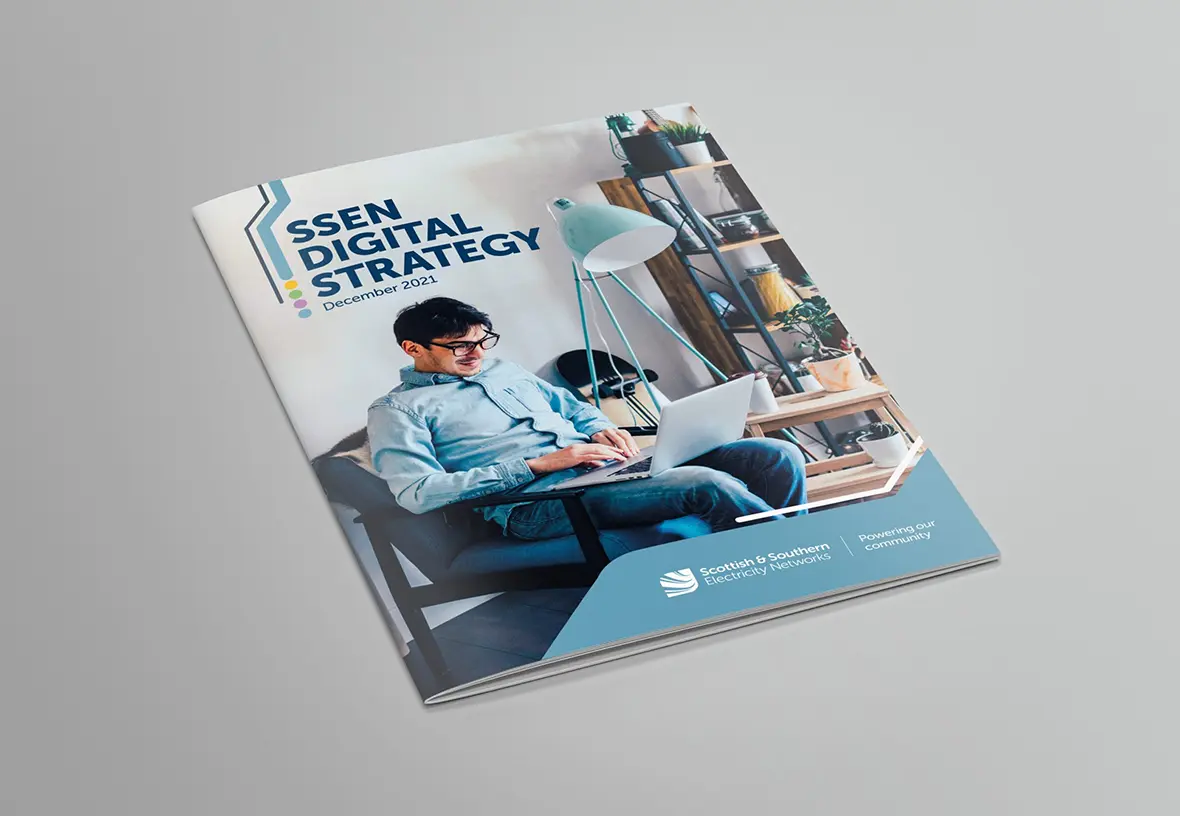 Scottish and Southern Electricity Networks A4 brochure front cover with title 'SSEN Digital Strategy December 2021'